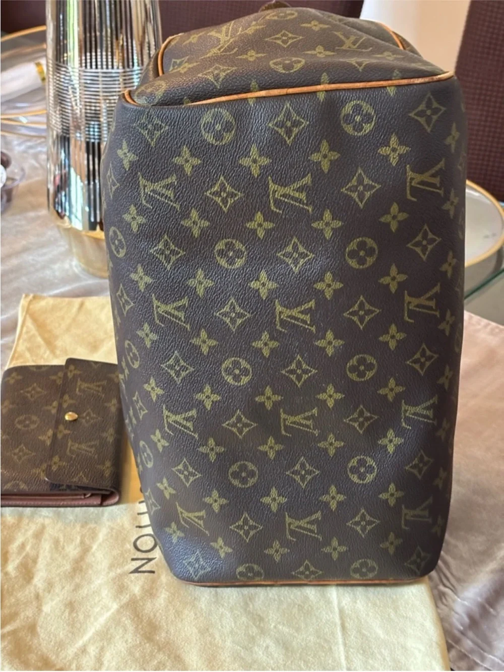 Louis Vuitton Monogram Canvas Satchel with Pink-Accented Handle Scarf